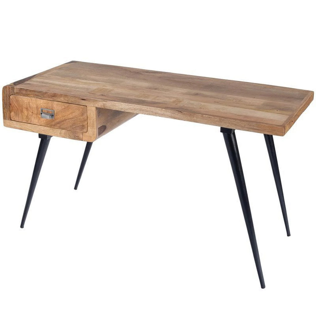 Rustic Industrial Natural Wood and Metal Desk in Brown Y297