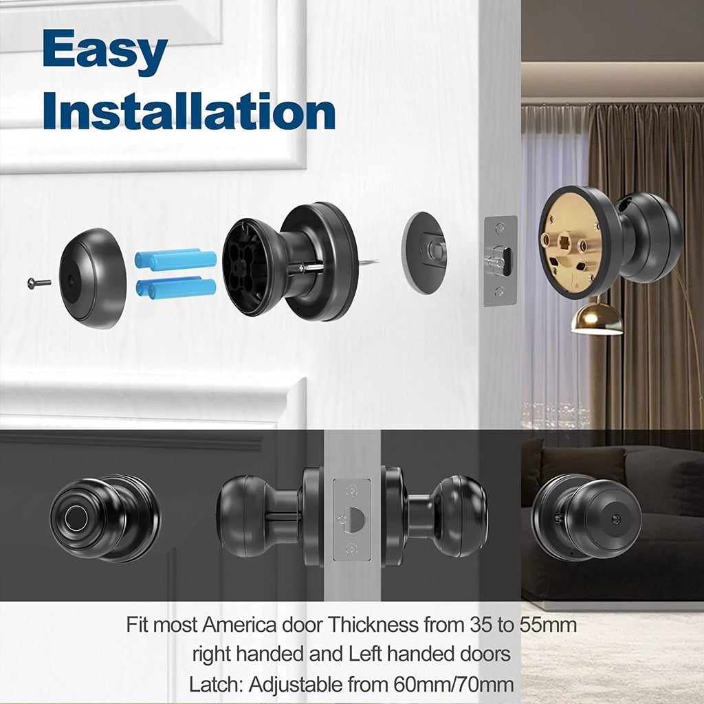 Smart Fingerprint Door Lock with App Control, Black E4302