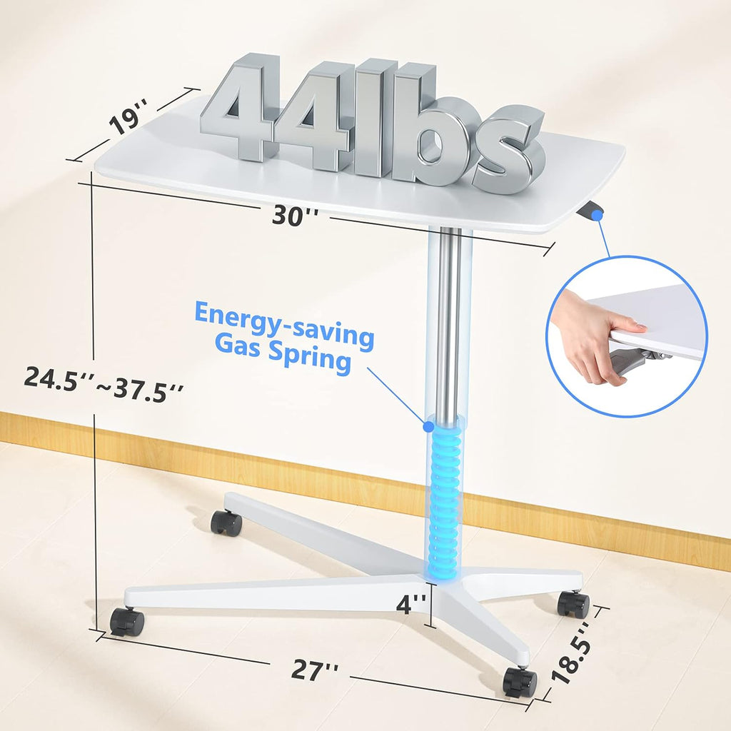 Mobile Standing Desk Height Adjustable Pneumatic Rolling Sit Stand Desk N5745