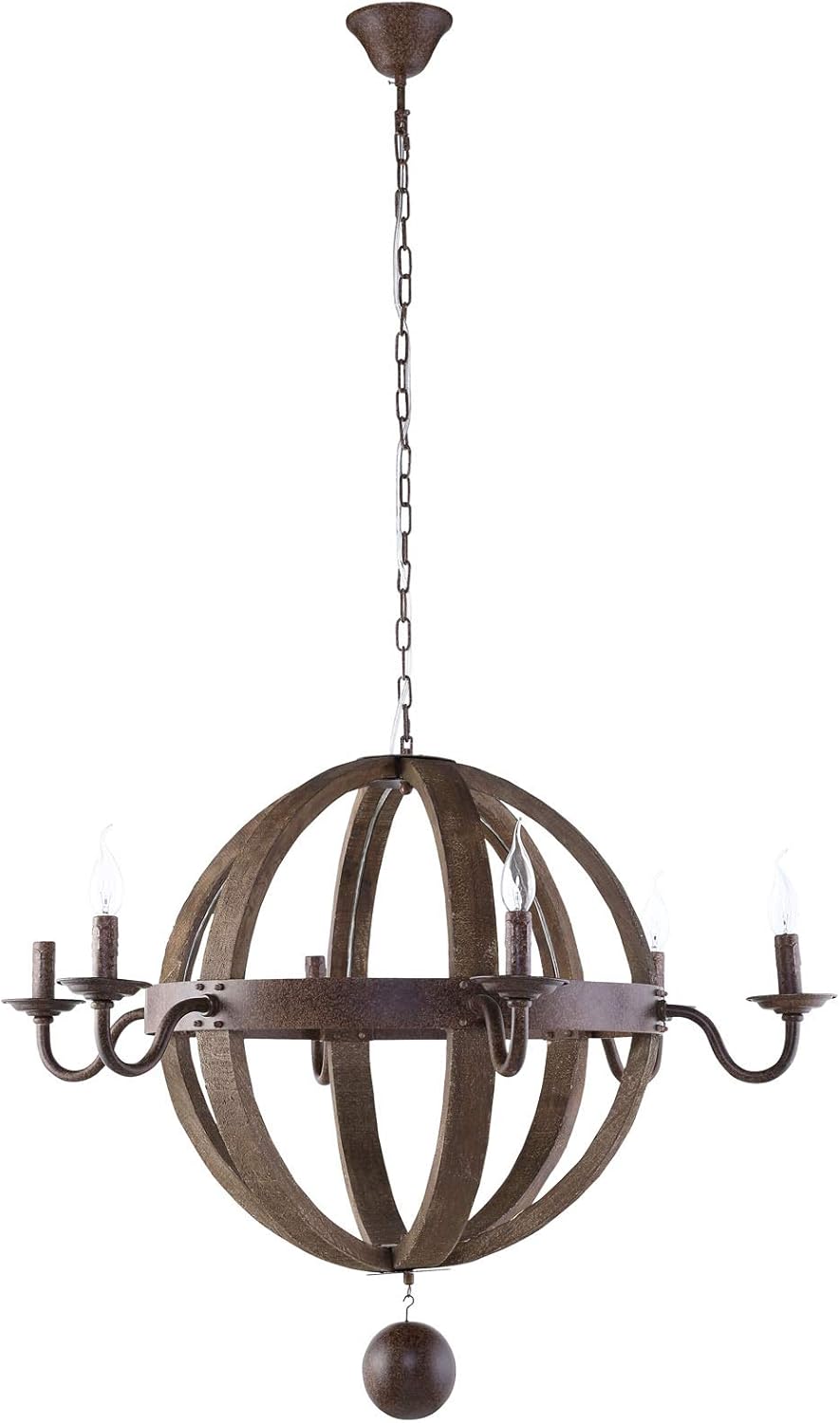 Antique Brass Wood Chandelier O959