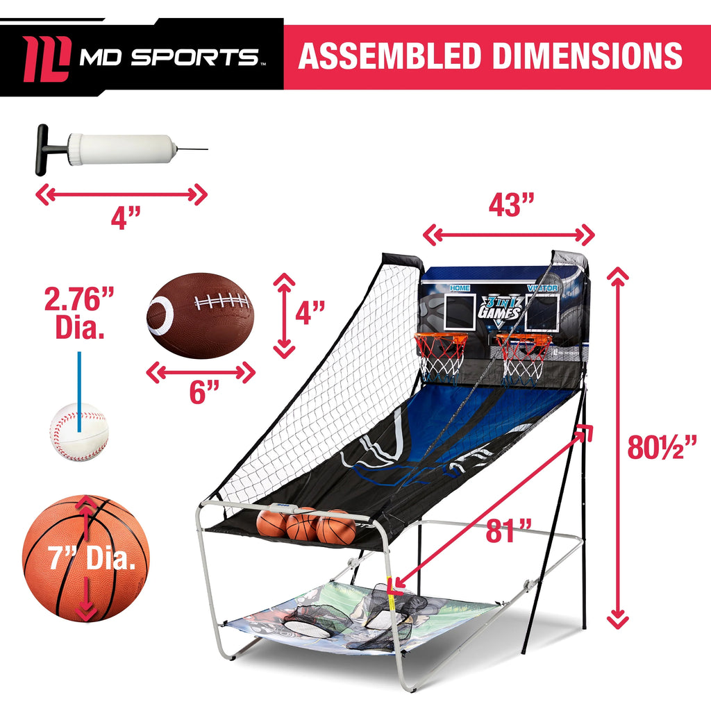 3 in 1 Basketball Football Baseball Game with LED Scoring System T900