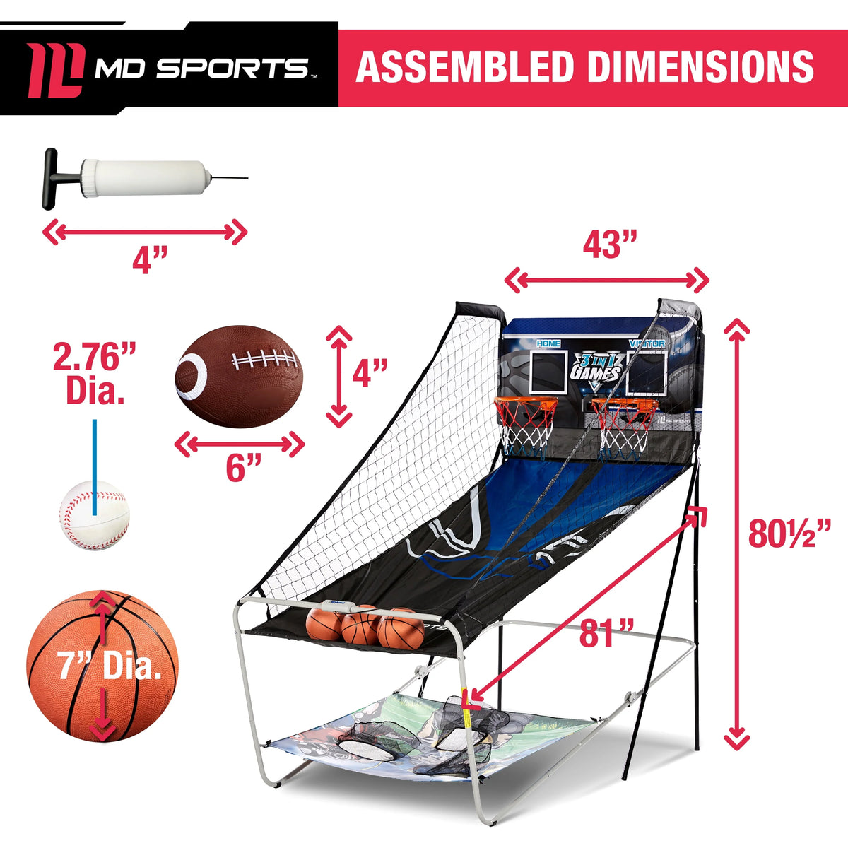 3 in 1 Basketball Football Baseball Game with LED Scoring System T900