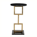 Gold and Black Iron and Marble Accent Table E220254