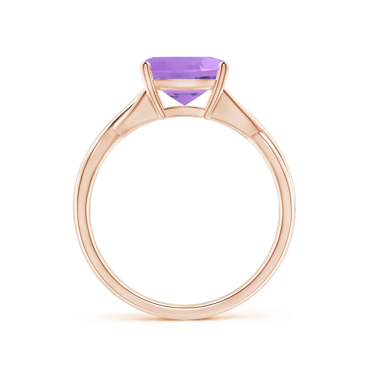 Amethyst Solitaire Engagement Ring in 14K Rose Gold M512