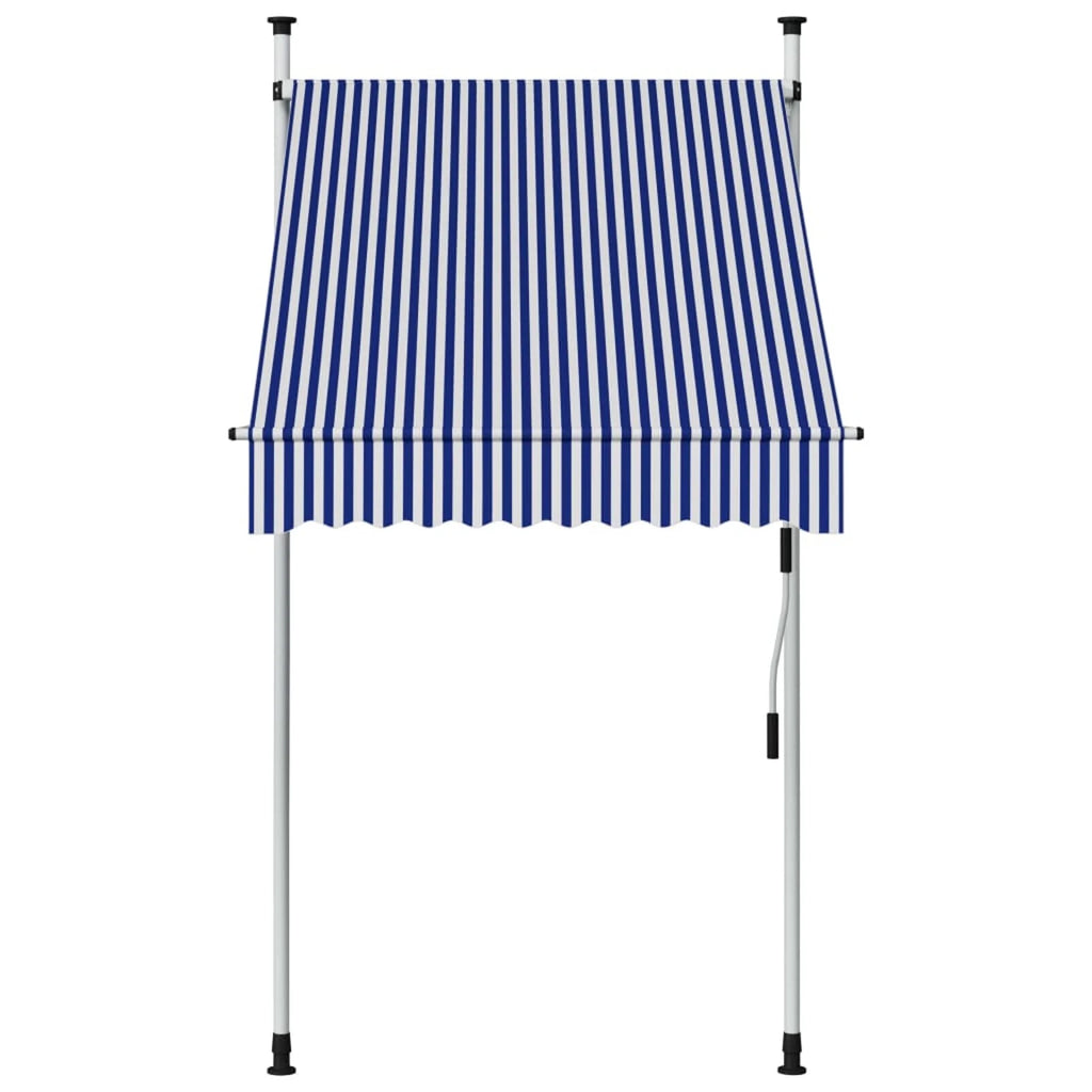 Manual Retractable Awning 39.4" Blue and White Stripes K37774