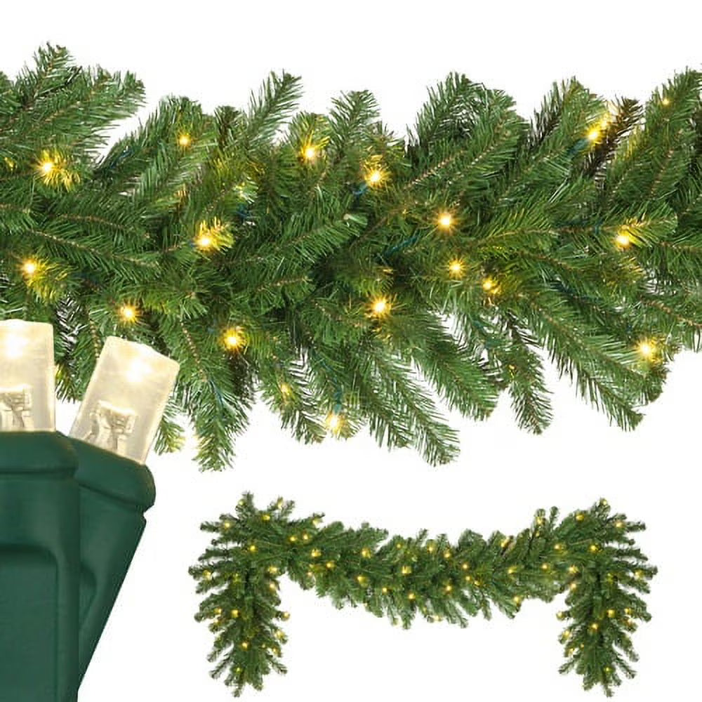 Red Pre Lit Christmas Garland with 100 LED Warm White Lights V949