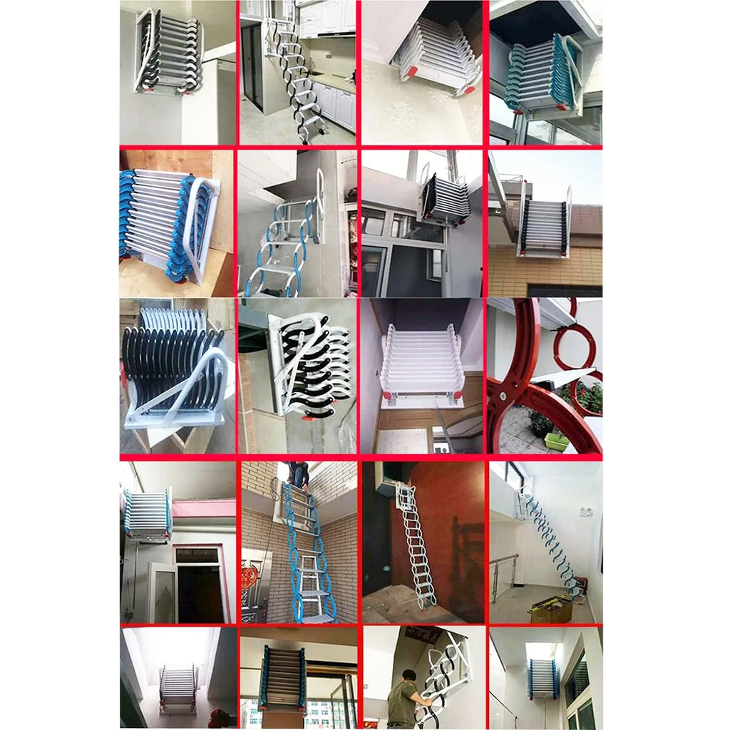 Black-White Al-mg Alloy Wall Mounted Folding Attic Ladder G43400