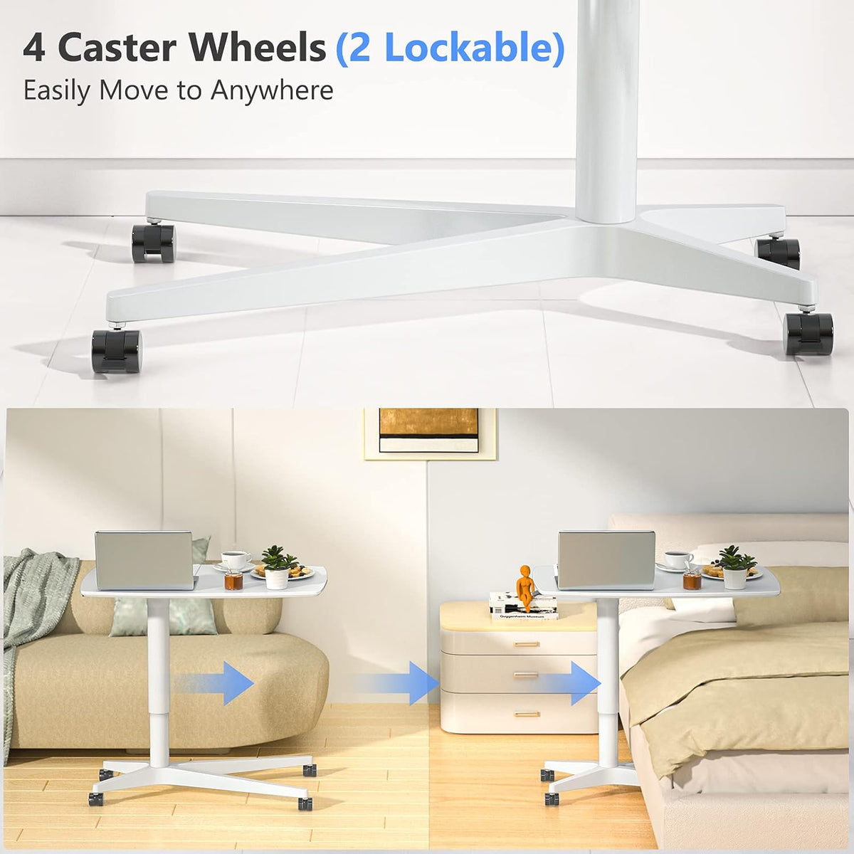 Mobile Standing Desk Height Adjustable Pneumatic Rolling Sit Stand Desk N5745