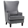 Gray Velvet Wing Back Accent Chair Y4307