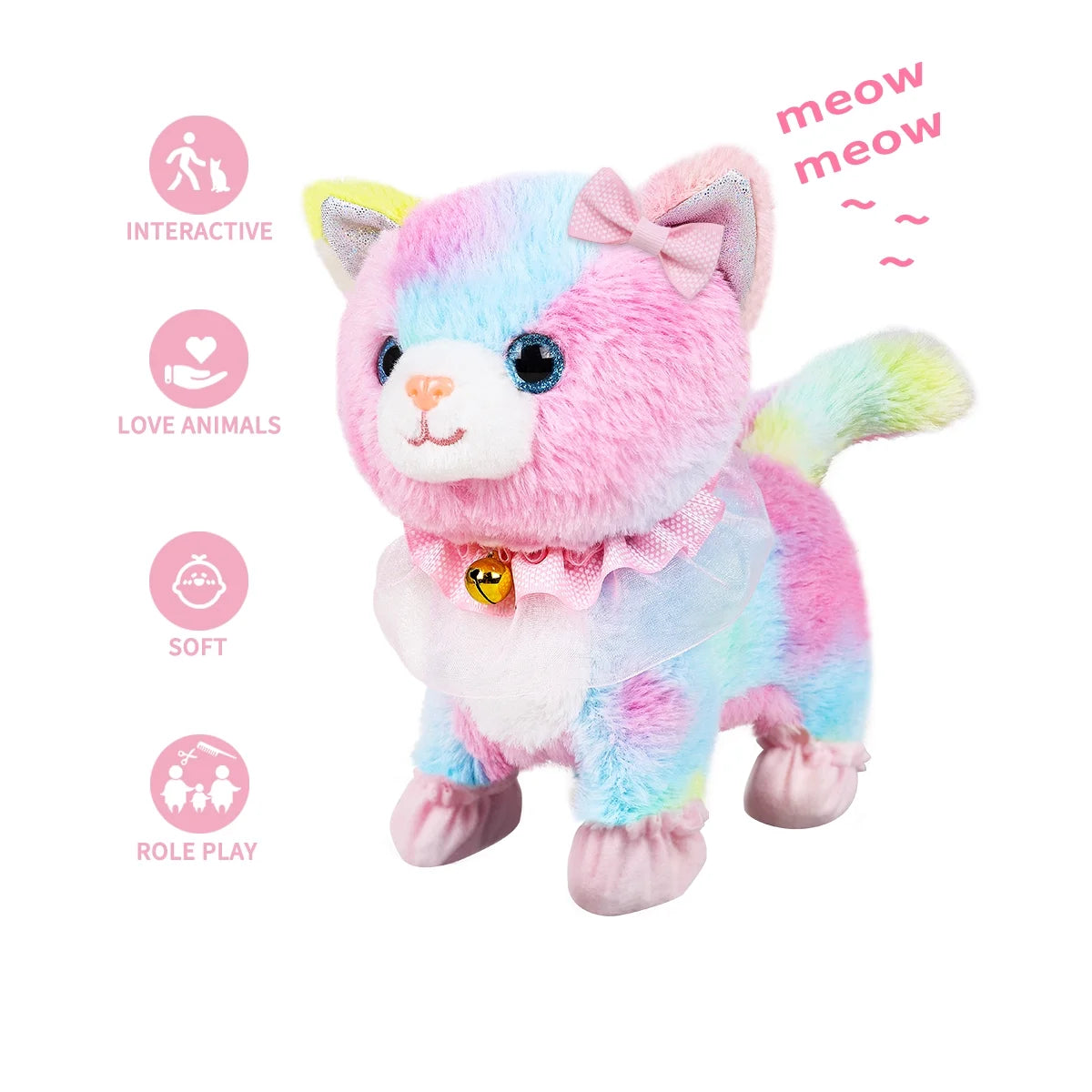 Interactive Plush Pet Cat with Remote Control Leash W3035