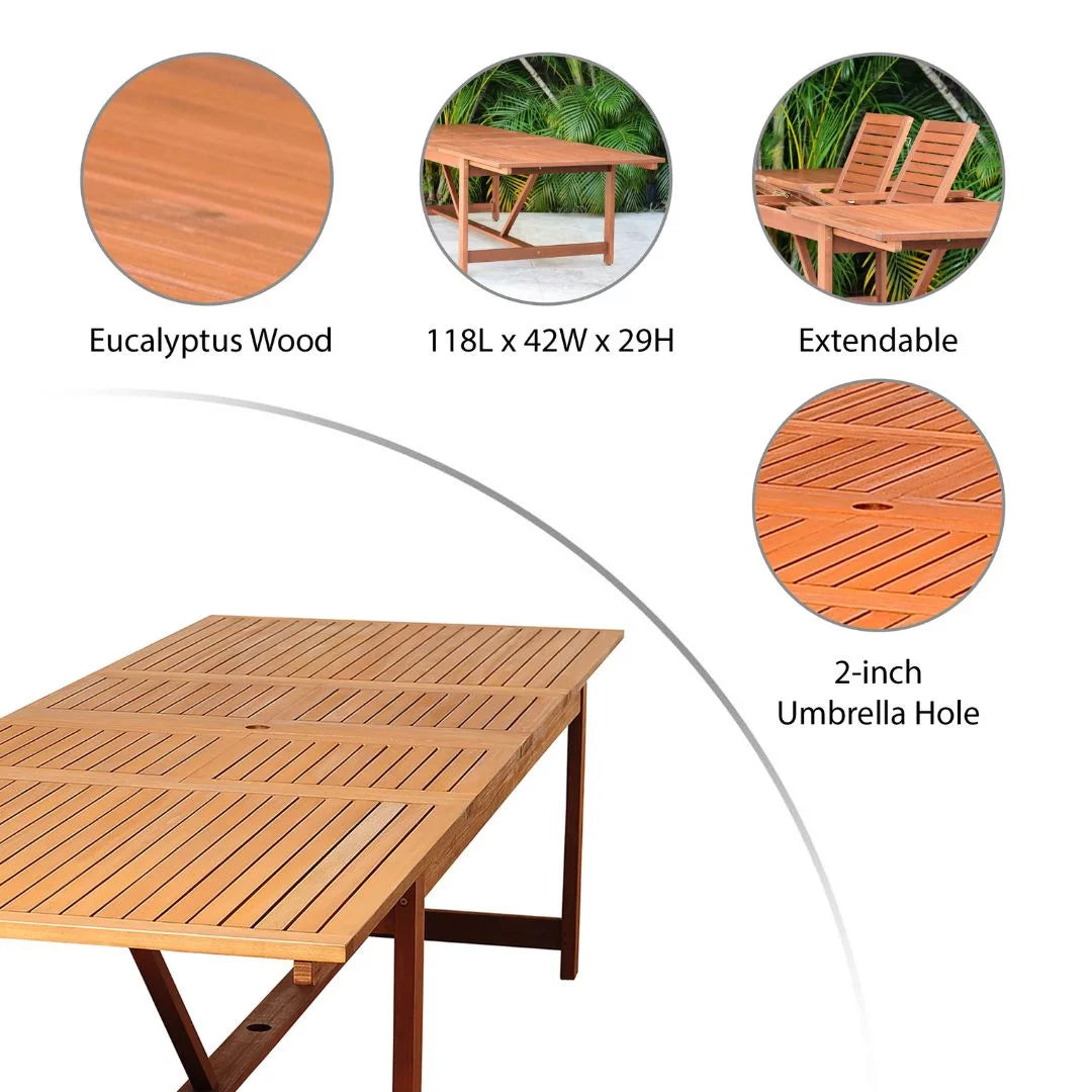 9-Piece Eucalyptus Extendable Rectangular Patio Dining Set L852410