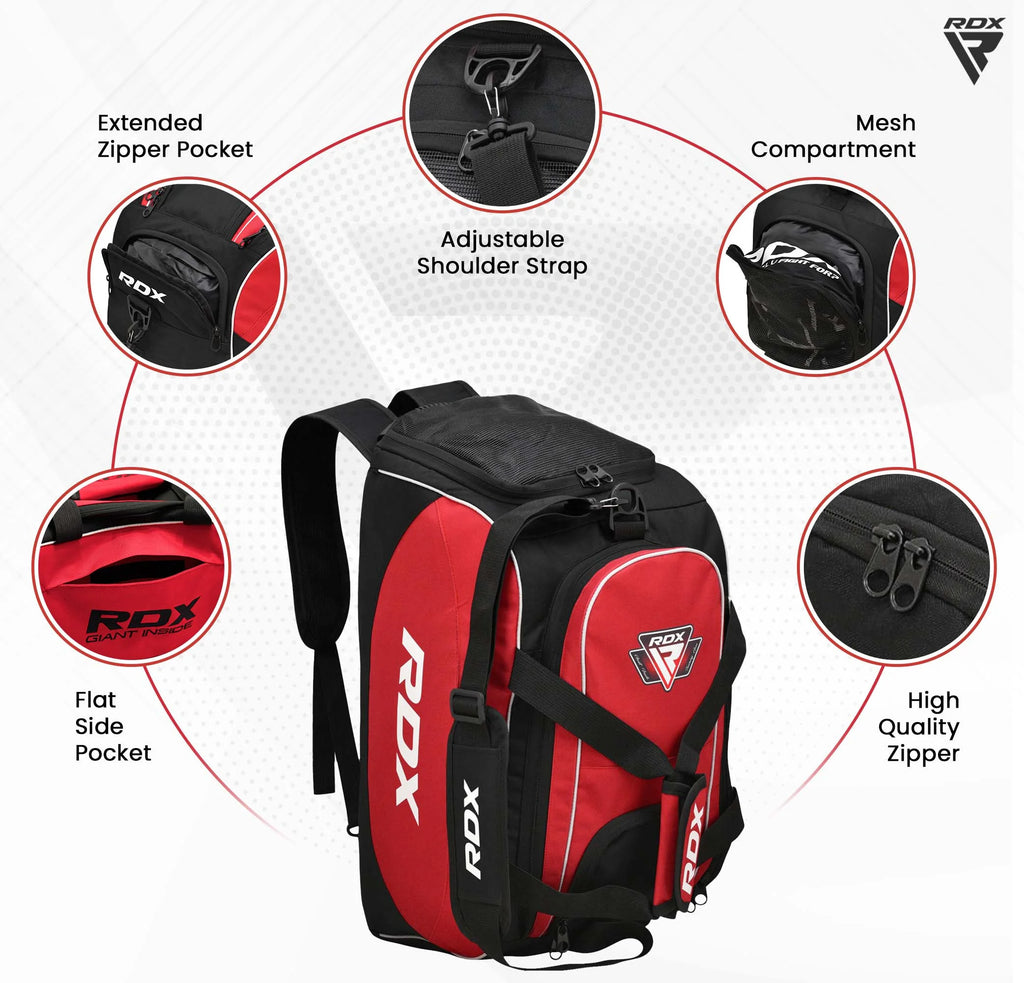 RDX Kit Bag Gym Duffle Sports Holdall Gear MMA Fitness Exercise Equipment Backpack Hiking Luggage Shoulder Sportswear Lightweight Rucksack Handles Running Zipper Travel Carry on Shoe Compartment J2373