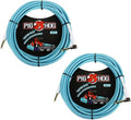 Vintage-Series Woven Instrument Cable, Daphne Blue, 20', Right Angle, Bundle Pack of 2 X3130