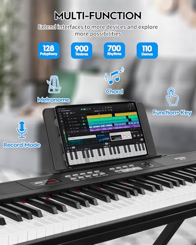 88 Key Semi-Weighted Digital Piano Set with Stand, Pedal, Headphones, Black B389295