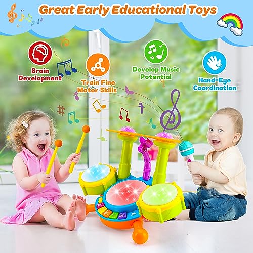 Kids Drum Set with Microphone V7059