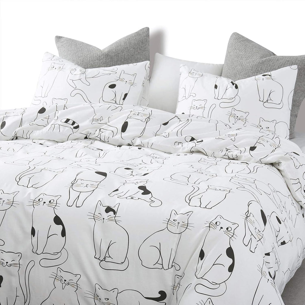 White 100% Cotton Twin Size Duvet Cover Set with Zipper Closure I687542