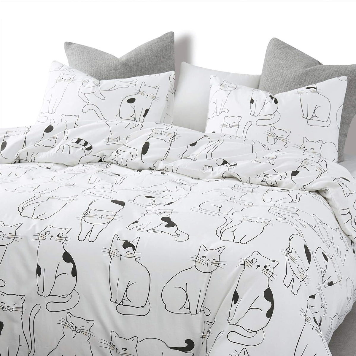 White 100% Cotton Twin Size Duvet Cover Set with Zipper Closure I687542