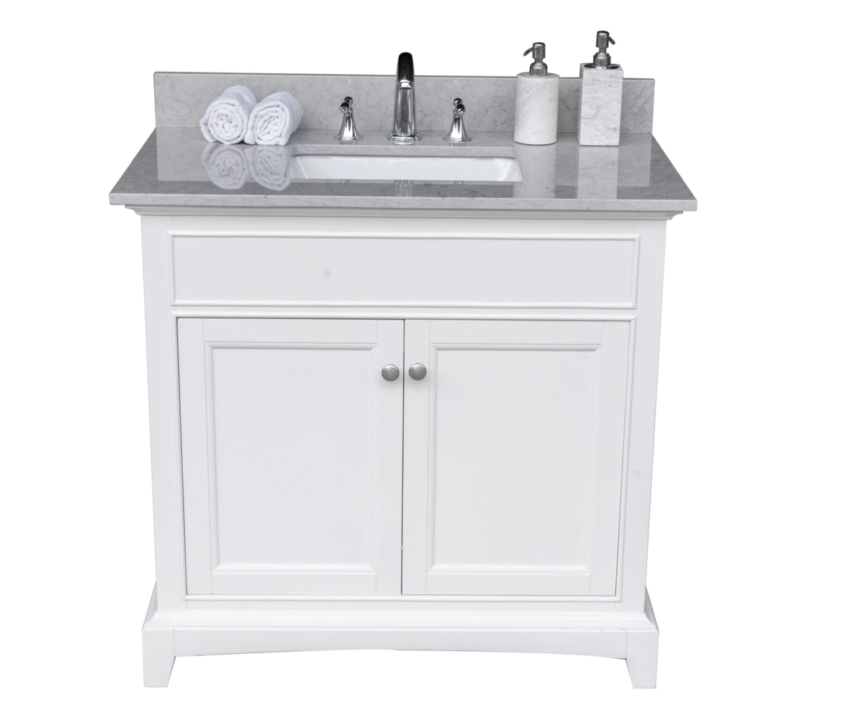37in Grey Engineered Stone Vanity Top with Ceramic Sink B8201