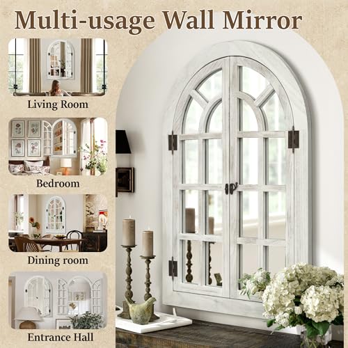 Arched Wall Mirror Wood Frame Z7456