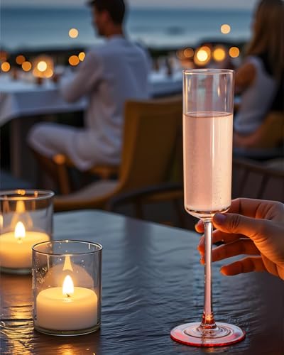 24 Pack 6Oz Gold Rim Clear Plastic Champagne Flutes P9995