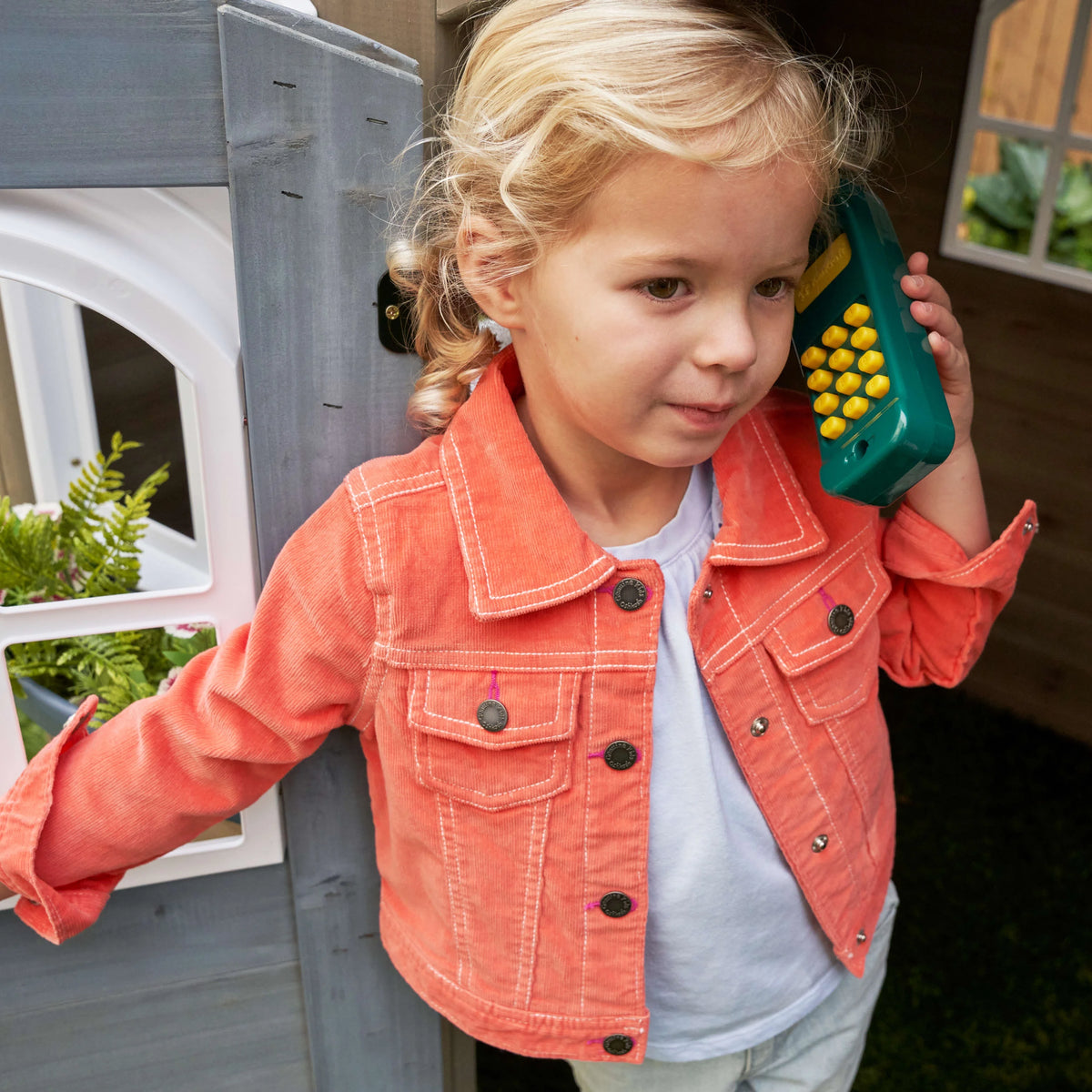 Wooden Outdoor Playhouse with Bench and Kitchen F963236