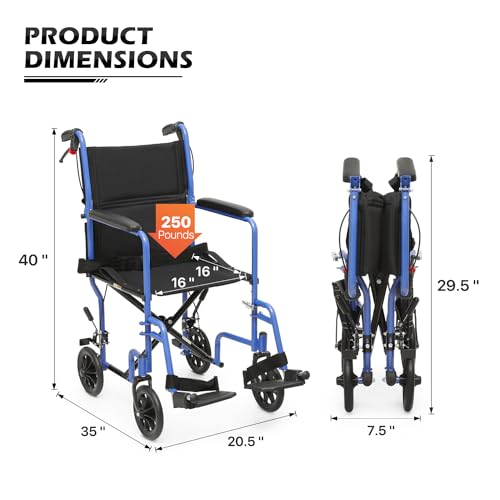 Lightweight 16 Inch Seat Wheelchair with Locking Hand Brakes T291304