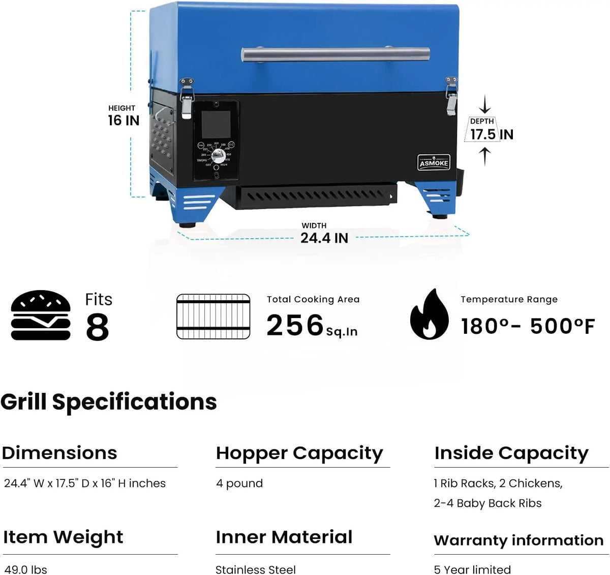 Portable Wood Pellet Grill & Smoker A46042
