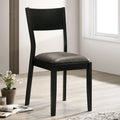 Set of 2 Dining Chairs Black Solid Wood Gray Leatherette Seat T51955