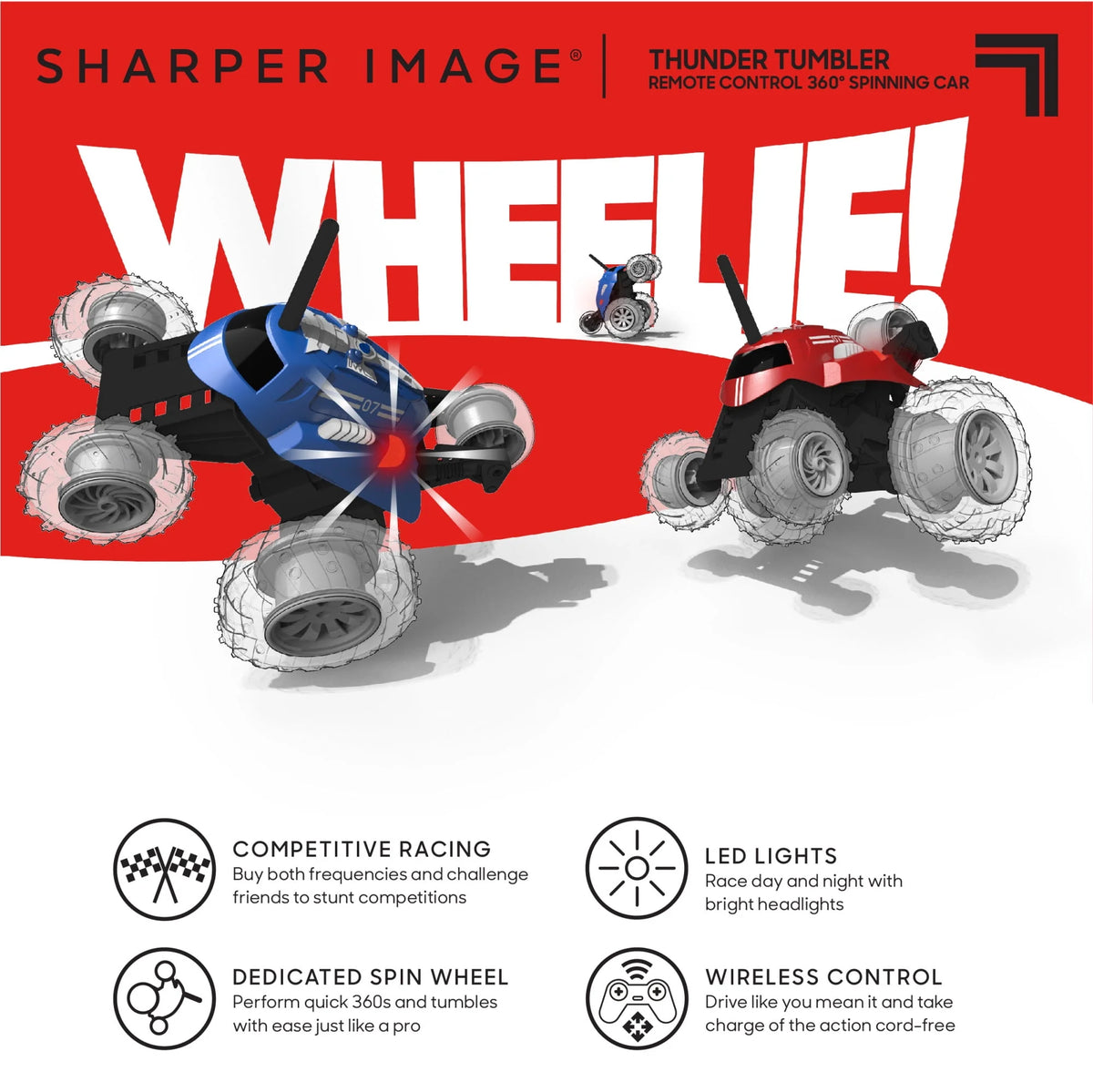 Red Remote Control 360 Spinning Car 2 pcs Q756050