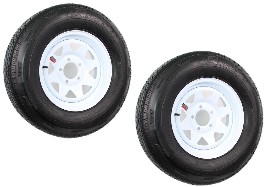 2-Pack Radial Trailer Tire On Rim ST205/75R14 LRD 14 5 Lug White E33038