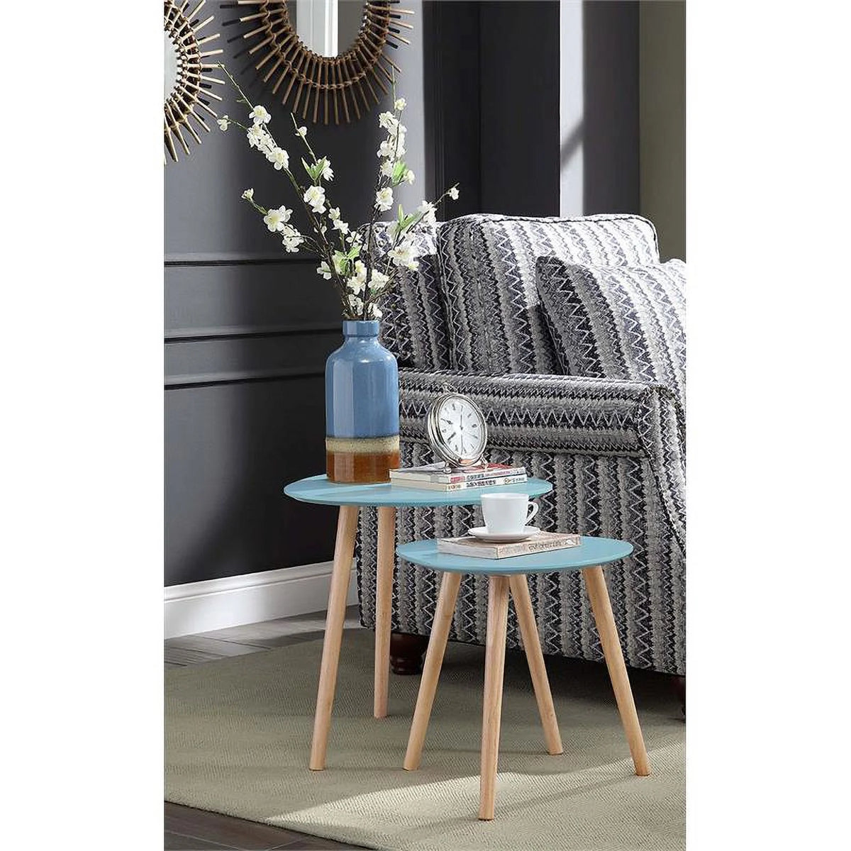 Mint Green Wood Finish Nesting End Tables H4273
