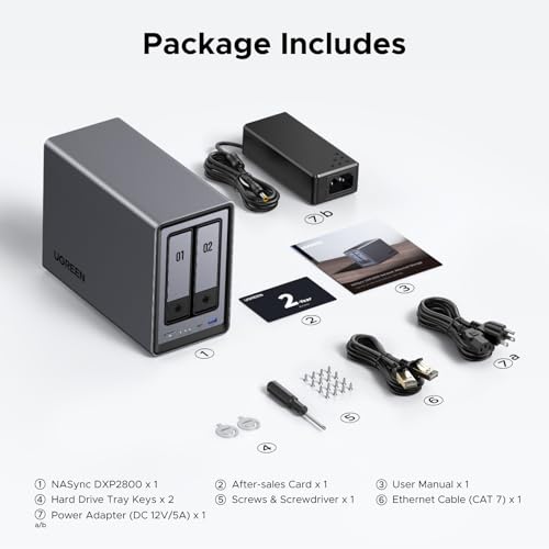 2-Bay Desktop NAS with Intel N100 Quad-core CPU, 8GB DDR5 RAM, 2.5GbE, 2 M.2 NVMe Slots, 4K HDMI V723788