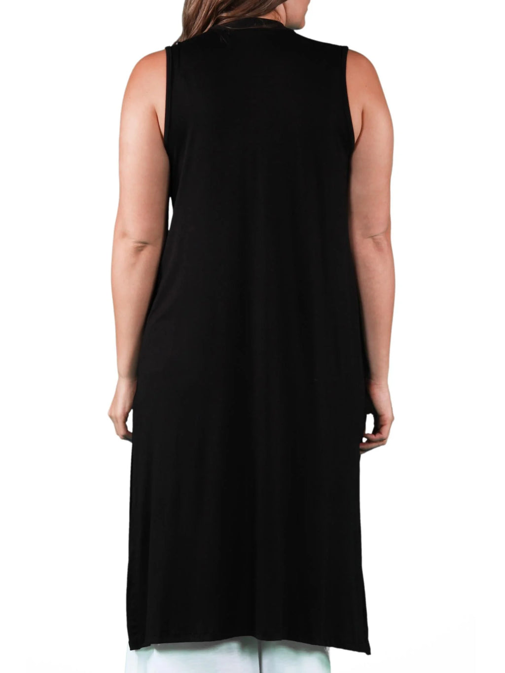 Plus Size Long Sleeveless Cardigan Vest Q362413