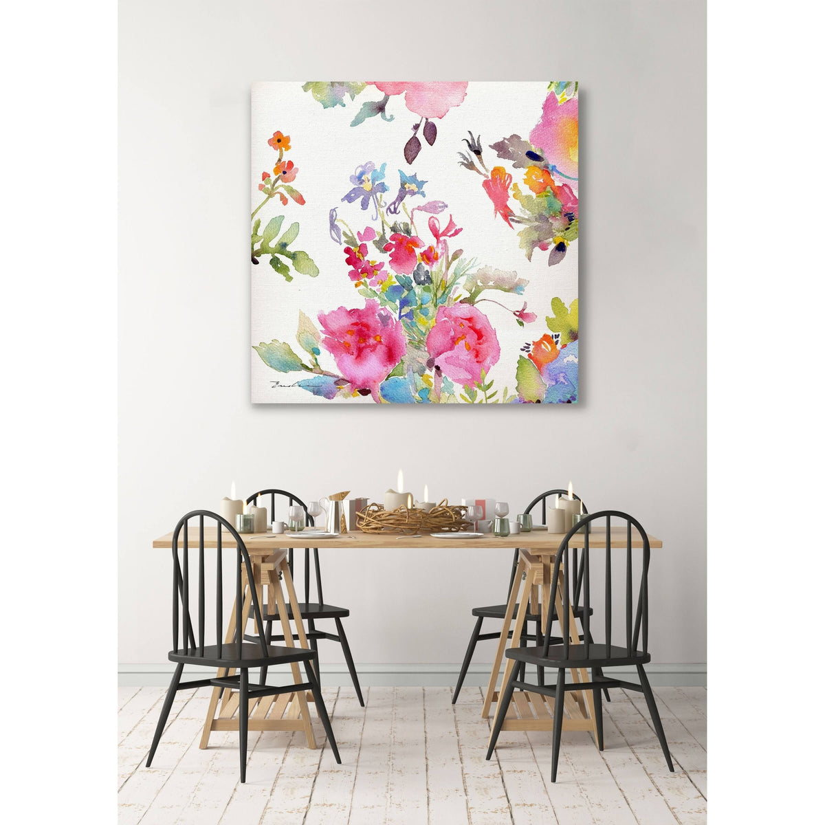 Watercolor Flower Composition I Gallery Wrapped Canvas 32x32 A27584