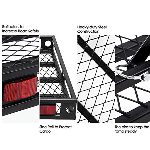 Heavy Duty Folding Hitch Cargo Carrier with Ramp, 500LBS Weight Capacity R771644