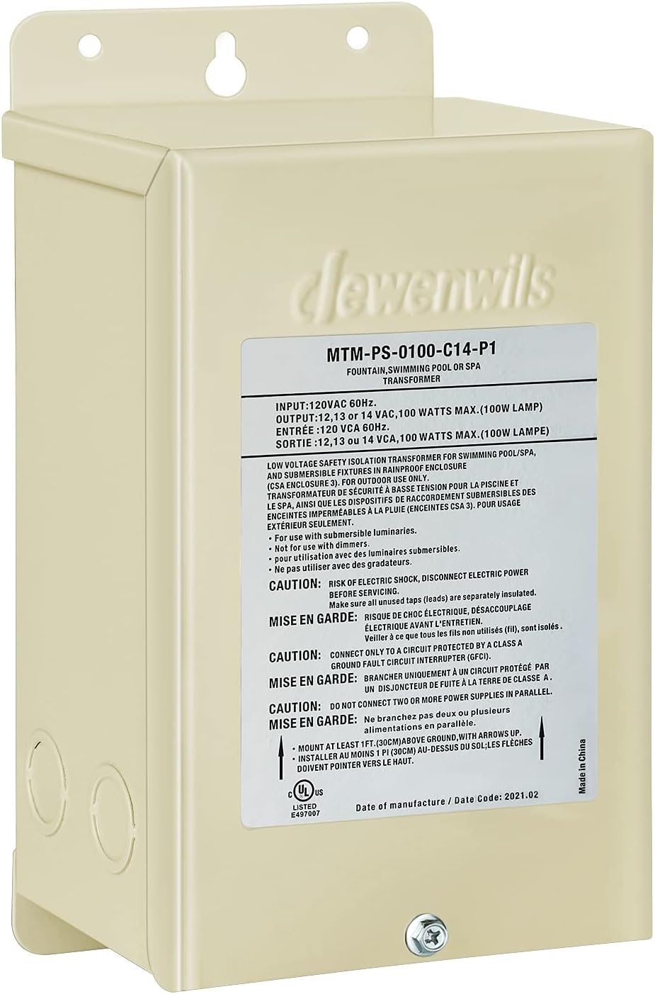100W Multi-tap Low Voltage Pool Light Transformer P717