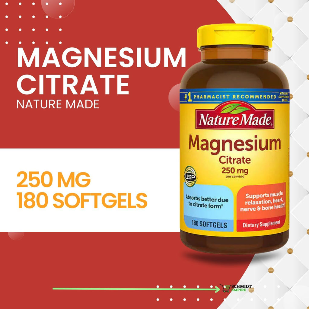 Magnesium Citrate 250 mg Supplement, 180 Count Softgels P315