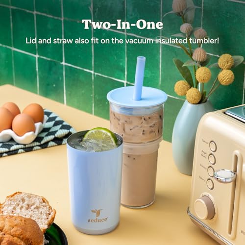 20 oz Vacuum Insulated Glass Tumbler with Lid & Straw G1558