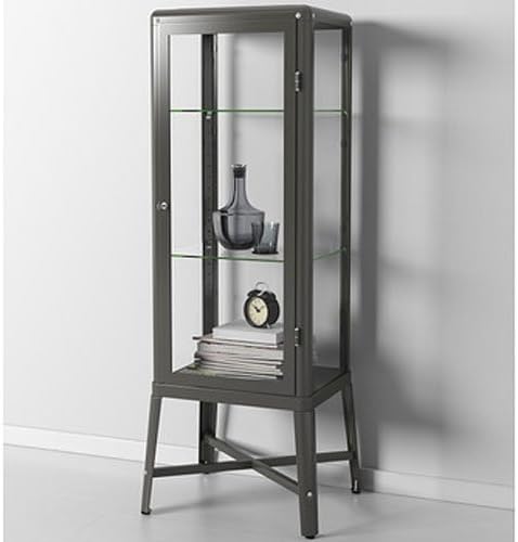 Dark Gray Glass Door Cabinet V21859