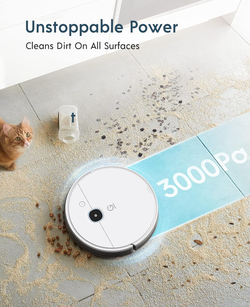 Robot Vacuum and Mop, 3000Pa Suction, 200mins Runtime Z871839