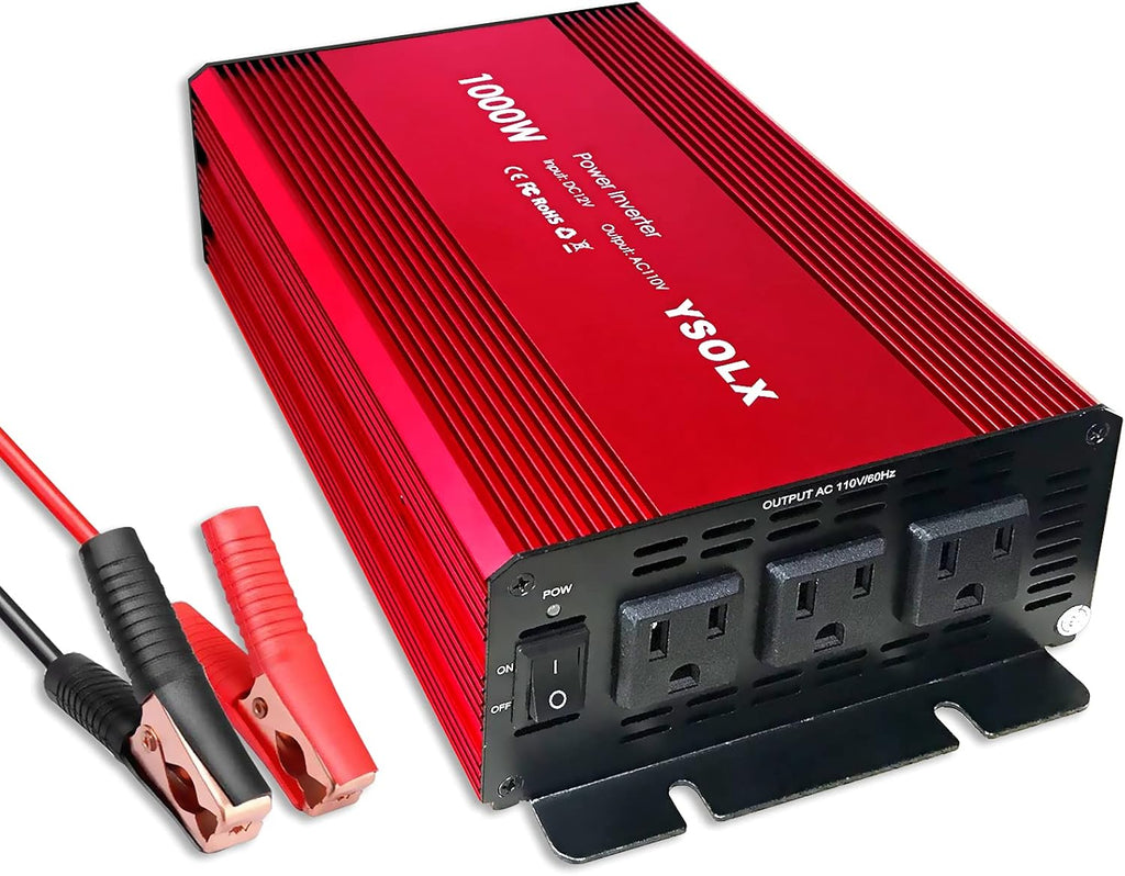 1000 Watt 12V to 110V Power Inverter with 3 AC Outlets Z722