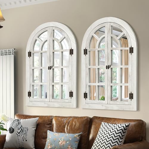 Arched Wall Mirror Wood Frame Z7456