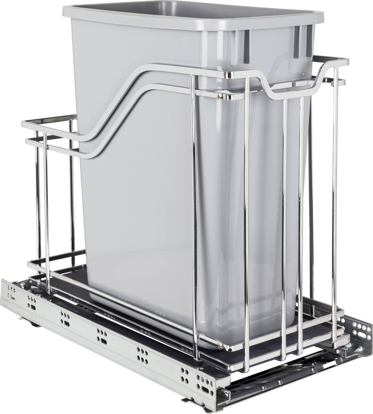 Metal Single Trashcan Polished Chrome E48596