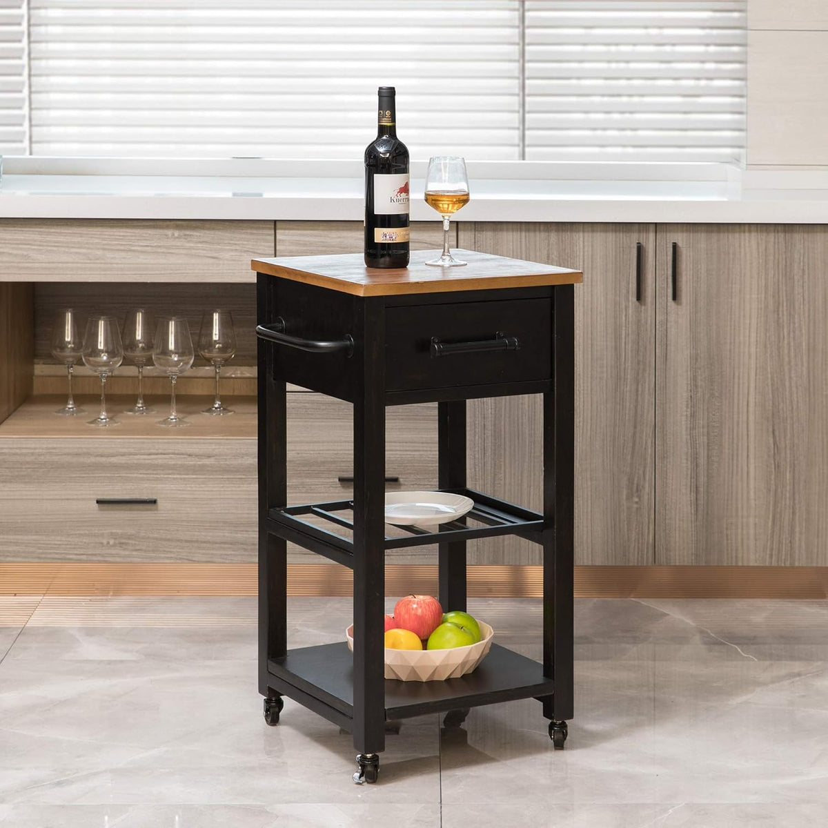 Brown Farmhouse Kitchen Cart P424