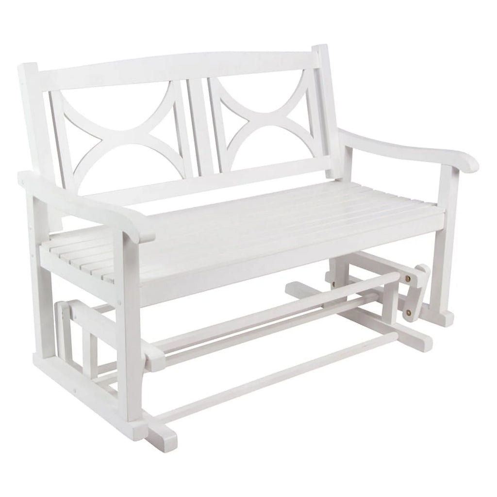 White Hardwood Patio Porch Glider Bench B899933
