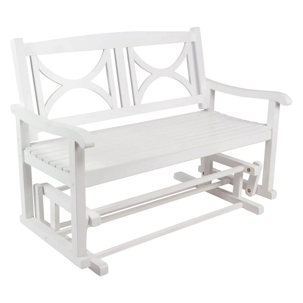 White Hardwood Patio Porch Glider Bench B899933