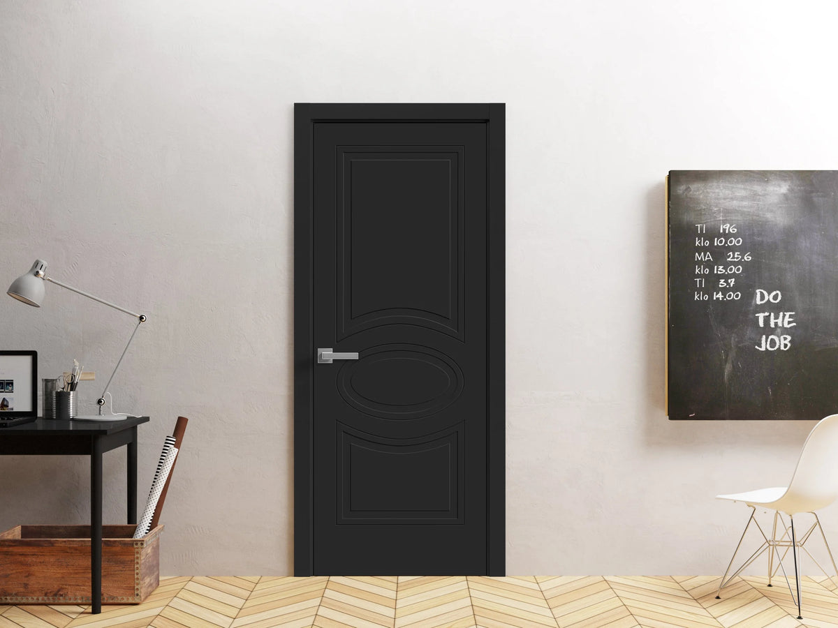 Solid French Door 36" x 80" Painted Black L725