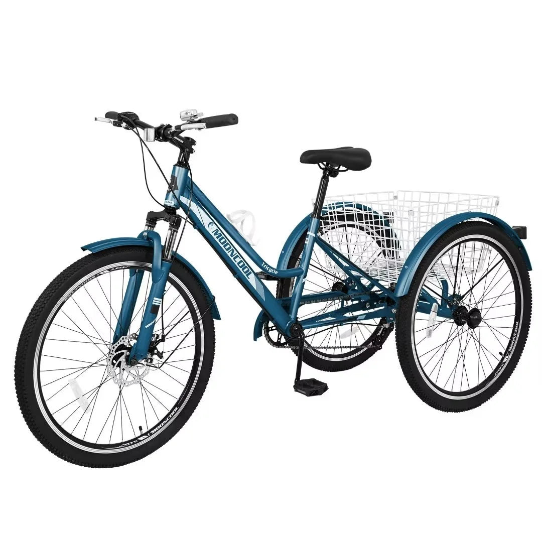7 Speed 24/26/27.5 Inch Adult Mountain Tricycle with Shopping Basket L382535