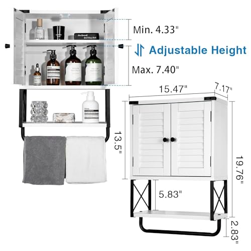 White Wall Mounted Medicine Cabinet with Towel Bar Z974818