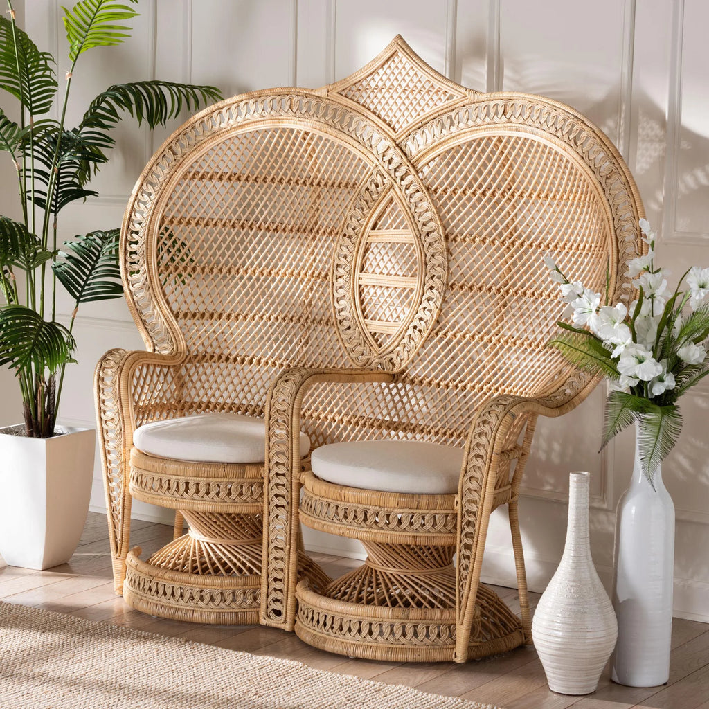 Natural Brown Rattan Two-Seater Chair Z41811